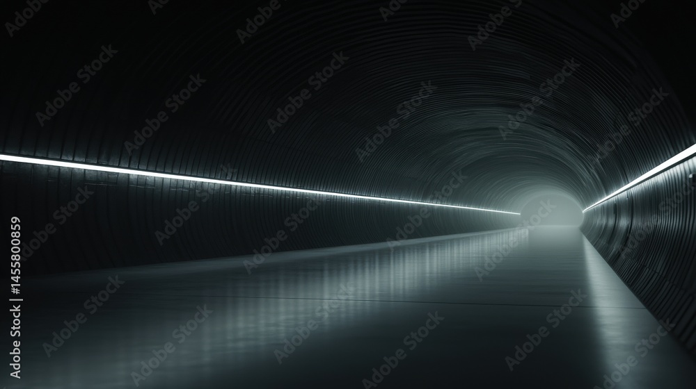 Poster a long tunnel with a single light source.