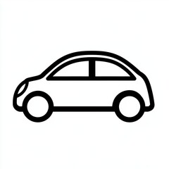Fototapeta premium Simple Black Line Drawing of a Small Car on White Background