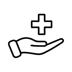 hand with plus signs support or health benefit on transparent background for web and graphic design