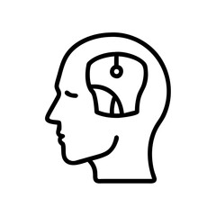 head silhouette self care or mental focus on transparent background for web and graphic design