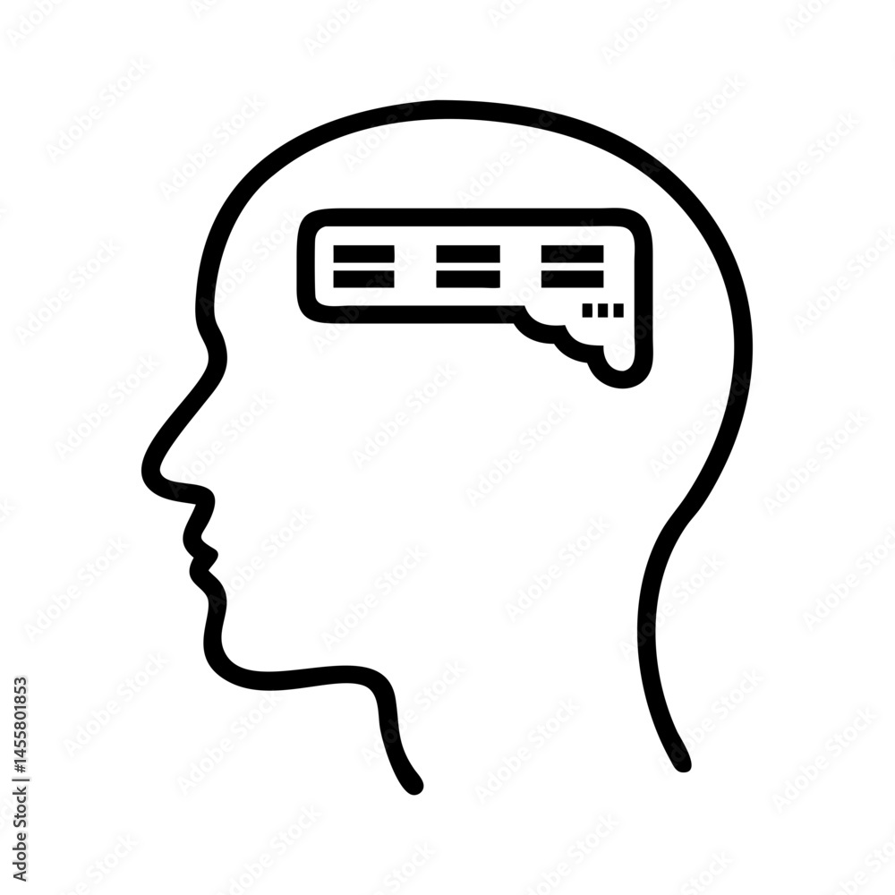 Aufkleber human head with brain label on transparent background for web and graphic design