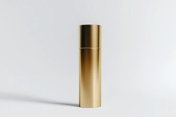 A golden cosmetic tube mockup for showcasing beauty product packaging designs isolated on white background