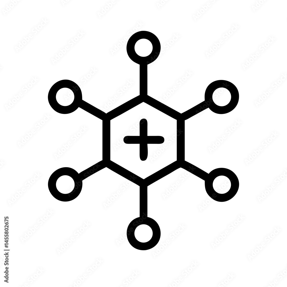 Poster molecular structure with cross silhouette on transparent background for web and graphic design