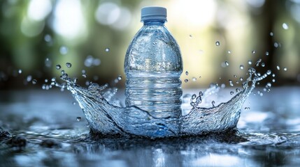 Refreshing water bottle splash