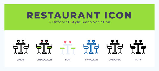 Restaurant icon set pack vector illustration.