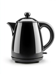 Fototapeta premium Sleek Black Electric Kettle on White Background