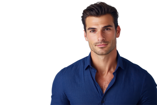 Transparent PNG of smiling businessman in blue shirt ideal for branding websites and company brochures