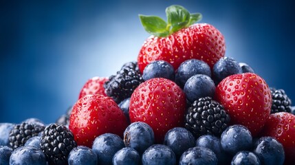 A delicious mix of fresh blueberries and strawberries, colorful healthy treat
