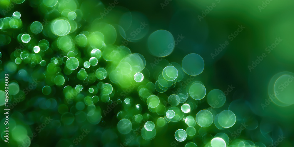 Poster green bokeh lights creating abstract environmental background