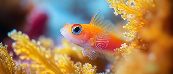 Fish swims among colorful coral formations, embodying aquatic life.