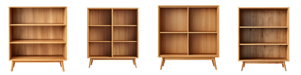Minimalist wooden shelving units for home and office storage.