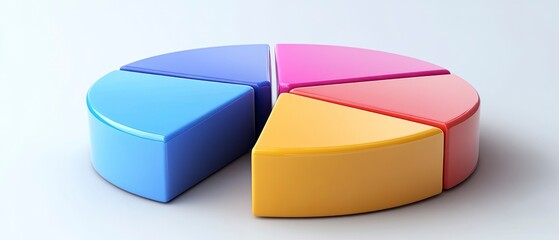 Obraz premium Pie chart displays segments indicating proportions, reflecting data analysis.