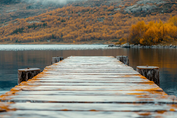 Naklejka premium Empty locations showing wooden bridge generative ai