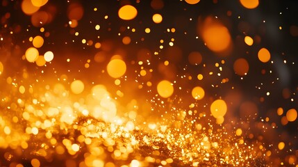 Obraz premium A vibrant display of glowing, golden light particles.
