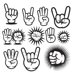 Bold Hand Gesture Icons in Comic Style