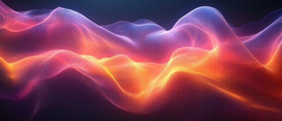 Obraz premium Abstract forms create an iridescent, futuristic design with glowing gradients and dynamic wave patterns.