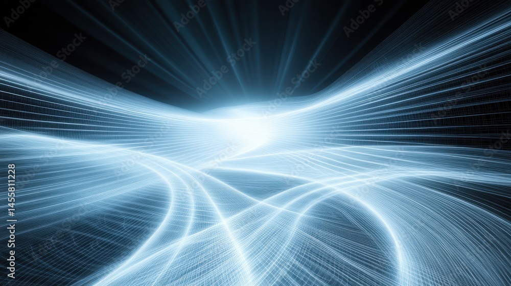 Aufkleber dynamic digital network light flow futuristic technology conceptual visualization blue modern abstra