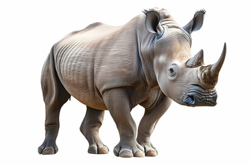 Obraz premium Standing Rhino Isolated on White Background Animal Wildlife