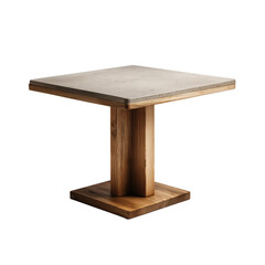 Modern Square Concrete Top Wooden Table , isolated on white background PNG cut out