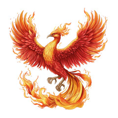 Obraz premium Majestic Phoenix: A Symbol of Rebirth and Power , isolated on white background PNG cut out