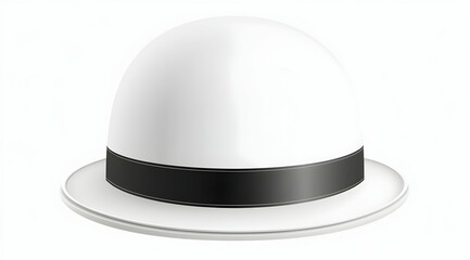 Fototapeta premium White Hat with Black Ribbon Simple Isolated Fashion Accessory