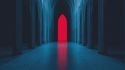 A Red Archway in a Gothic Cathedral