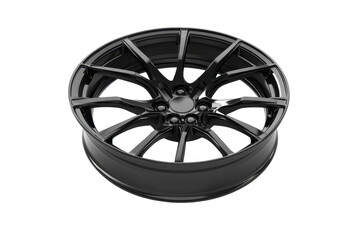 Black alloy car rim design isolated on white great for tire shops and car accessory promotions