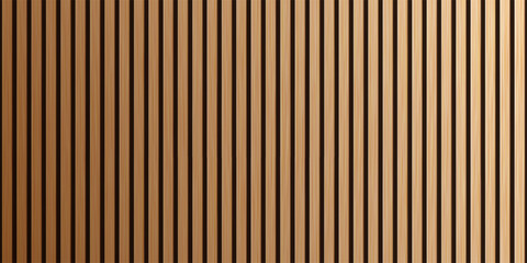 Wooden panel wall background with shadow effect. Vertical natural wood backdrop. Bamboo wall. Parquet board surface. Realistic vector illustration.