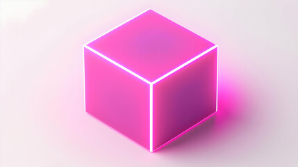 3D rendered glowing pink cube, studio shot