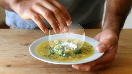 menu projected onto holographic plate displays