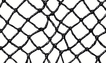 Naklejka premium Seamless Soccer Goal Net Pattern Vector - Black Rope Fishnet Knot Mesh Design