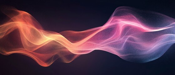 Fototapeta premium Abstract wave showcases vibrant gradient with fluid motion, creating ethereal and dynamic particle effect.