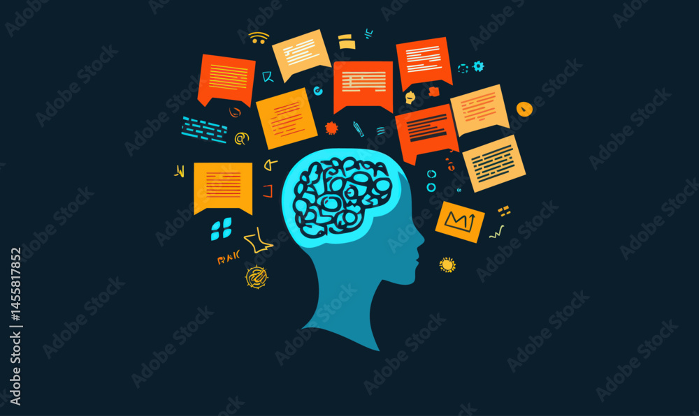 Poster ai-powered content generation and seo writing with neural networks visualization