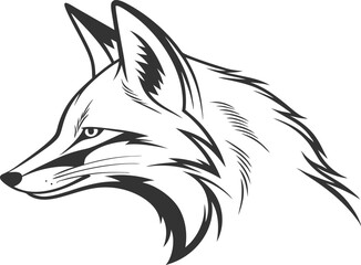 Obraz premium Fox Head Vector Illustration Wild Animal Line Art Design