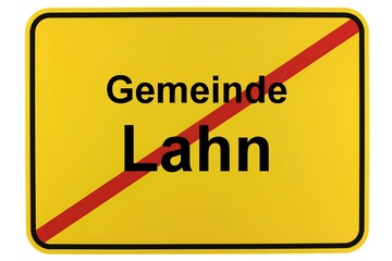 Illustration eines Ortsschildes der Gemeinde Lahn in Niedersachsen