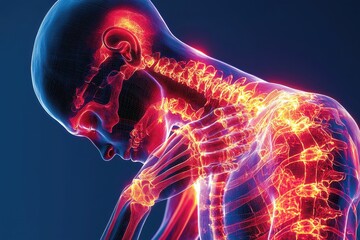 Fototapeta premium 3D rendering of human anatomy highlighting inflammation and joint pain