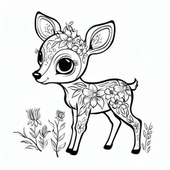 deer vector illustration coloring page