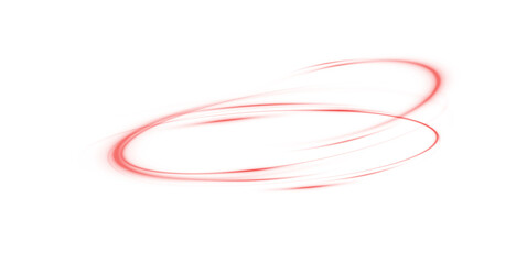 Naklejka premium Futuristic Swirling Red Neon Light PNG – Transparent Background Glowing Trail, Abstract Twisted Rays, Sparkling Energy Motion, Rotating Wave Lines, High-Tech Speed Effect Design