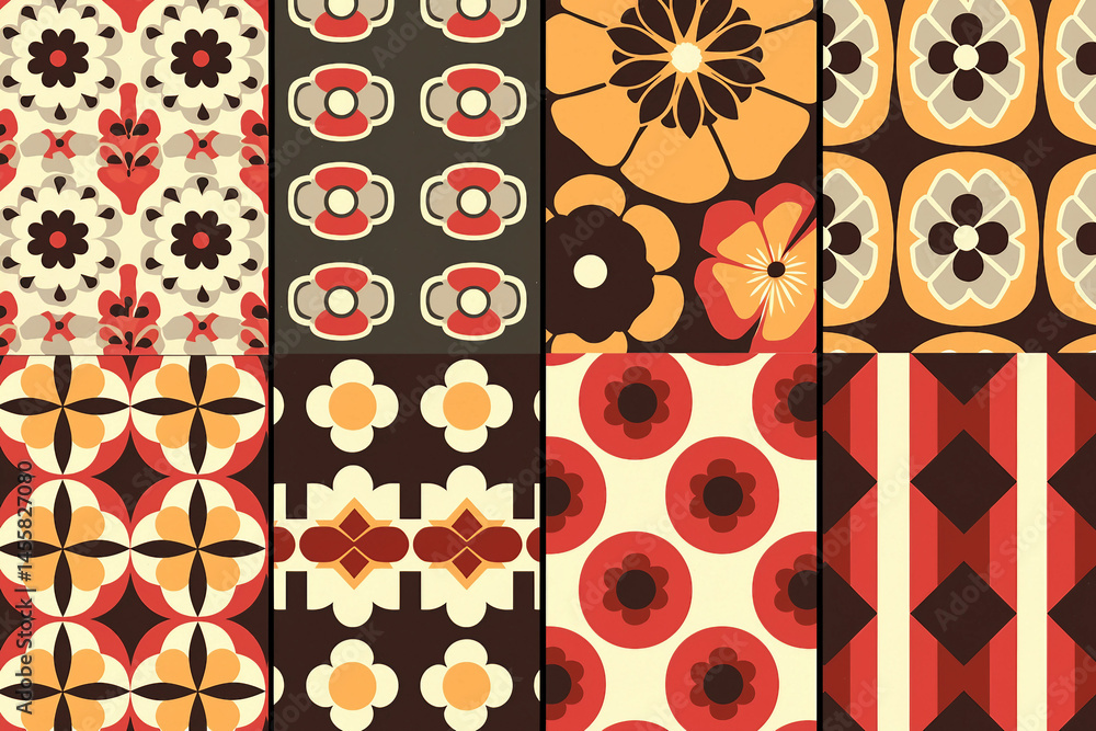 Poster retro generative ai artwork featuring a colorful circular pattern with intricate details in warm bro
