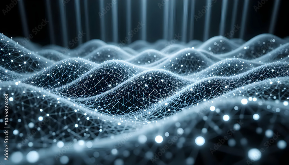 Aufkleber abstract digital landscape glowing network mesh, data visualization, futuristic technology backgroun