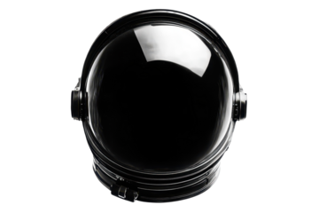 Astronaut helmet in black transparent image ideal for space themed graphics and educational visual projects