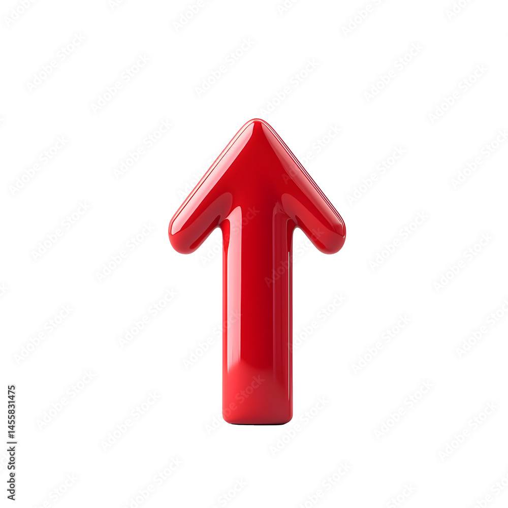 Poster red upward pointing arrow for symbolizing growth and progress