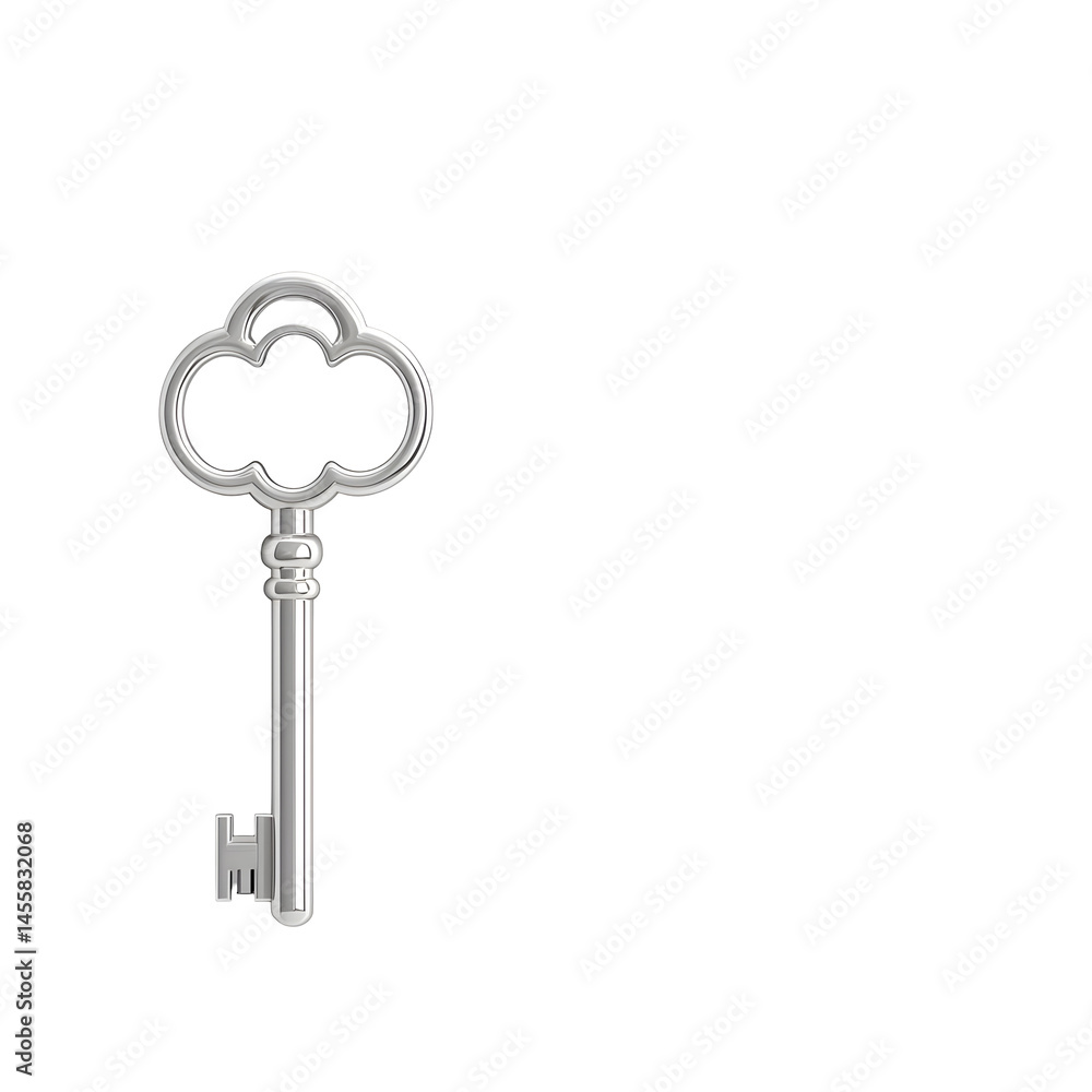 Poster key for unlocking a door or lock in a minimalist style design