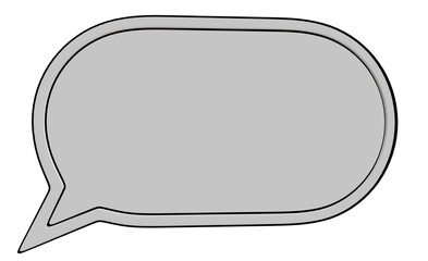 A light gray speech bubble, simple and blank