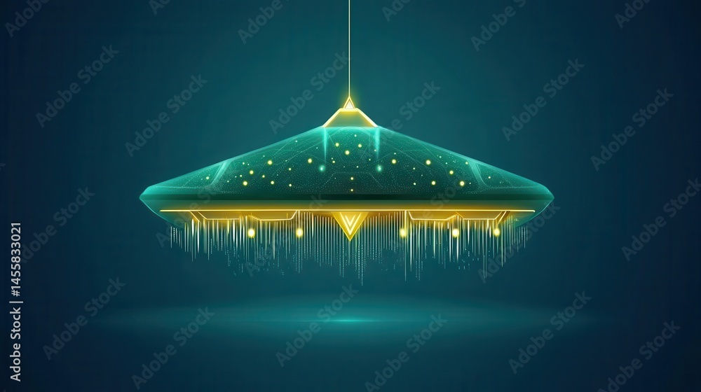 Poster abstract futuristic glowing structure in deep ocean backdrop perfect for tech presentations and scie