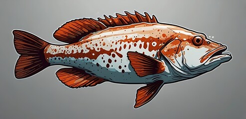 A sticker illustrating a grouper fish, notable for its large mouth and head, capturing its distinctive appearance.