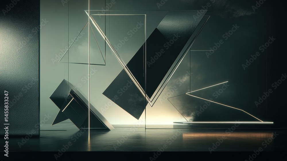 Poster abstract geometric composition with light and shadow futuristic modern background dynamic shapes for