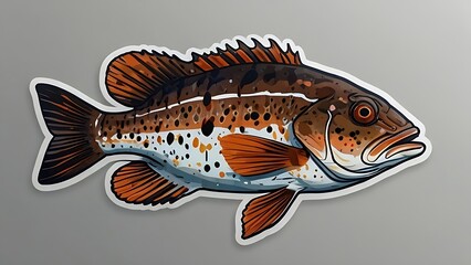 A sticker of a grouper fish featuring a large mouth and prominent head, showcasing its distinctive features.