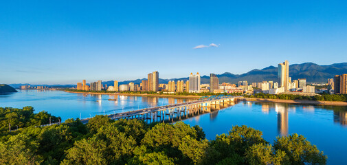 Urban environment of the Second Fuchun River Bridge, Tonglu County, Hangzhou City, China