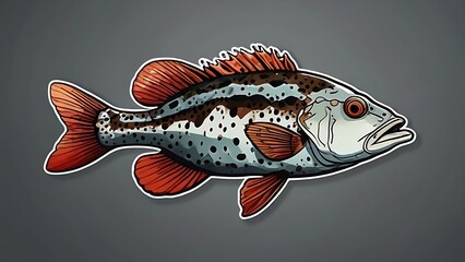 A sticker illustrating a grouper fish, notable for its large mouth and head, capturing its distinctive appearance.